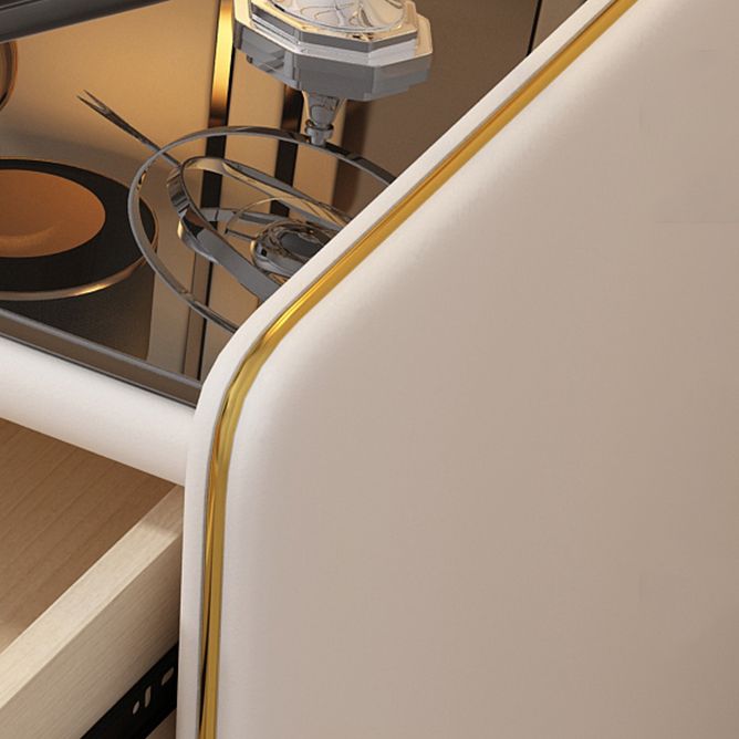 17.7" Tall 2 - Drawer Nightstand Modern Faux Leather Nightstand