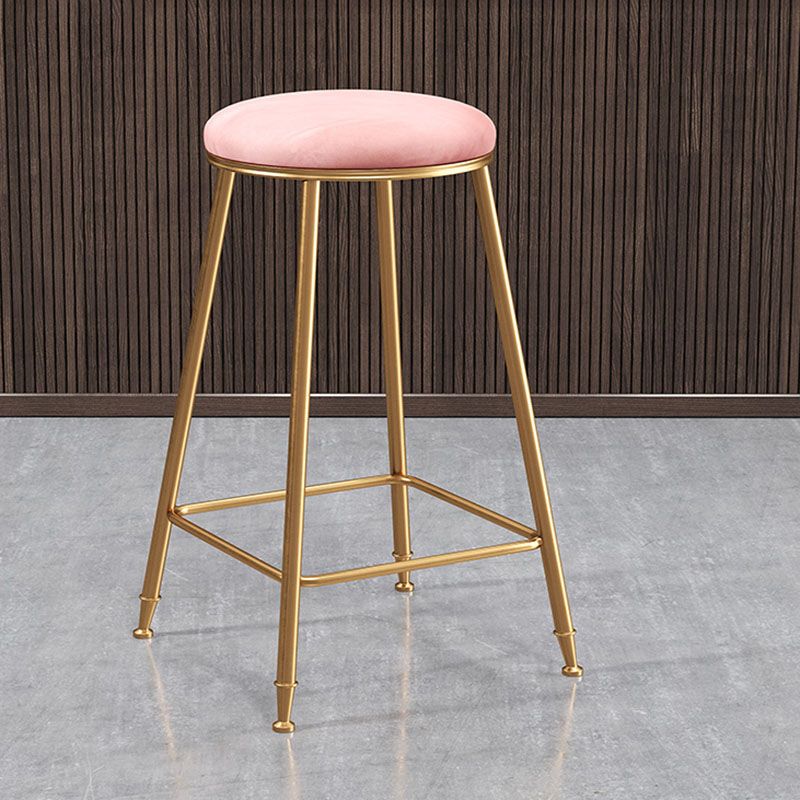 Nordic Design Stackable Backless Barstools for Home Upholstered Bar Stools with Metal Legs