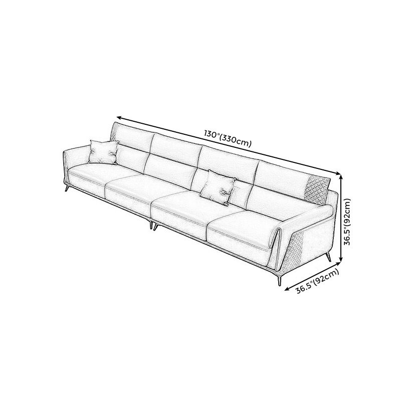 Genuine Leather Pillow Top Arm Sectionals 36.22"High Cushion Back Sofa, Black