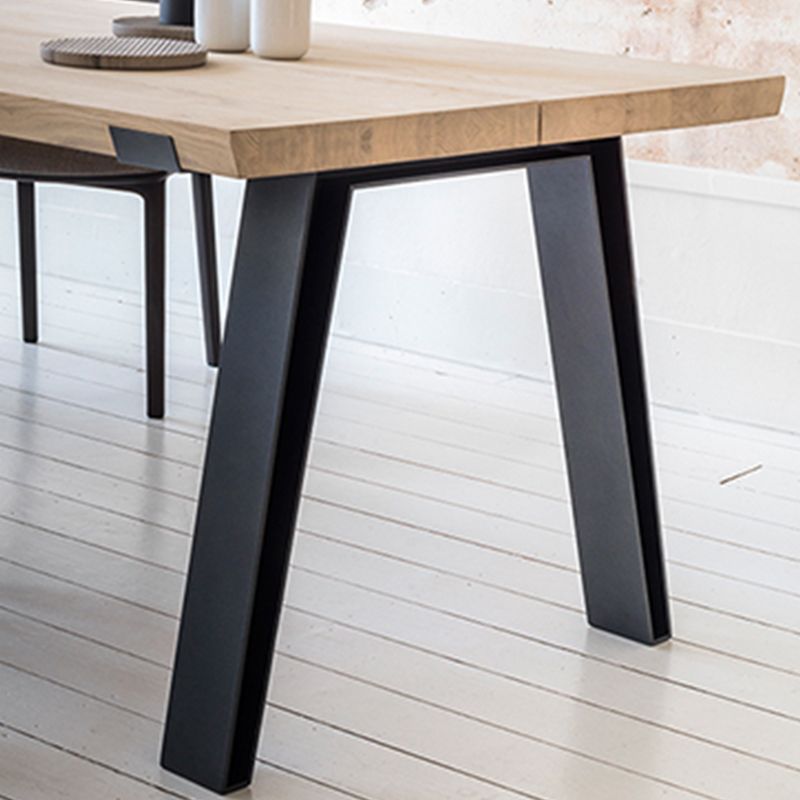 Rectangle Wood Color Dining Table Solid Wood Table Industrial with 4 Legs
