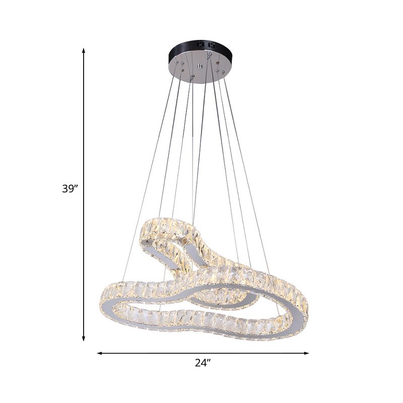 Kristal roestvrijstalen kroonluchter dubbele kalebasvormige modernistische led suspensie plafondlamp