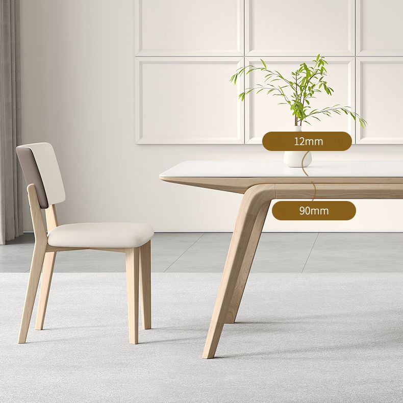 White Stone Top Rectangle Contemporary Dining Table with 4 Foot