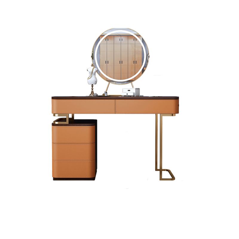 Glam 5-drawer Wooden Vanity Table 17.72" H Dressing Table with Gold Base