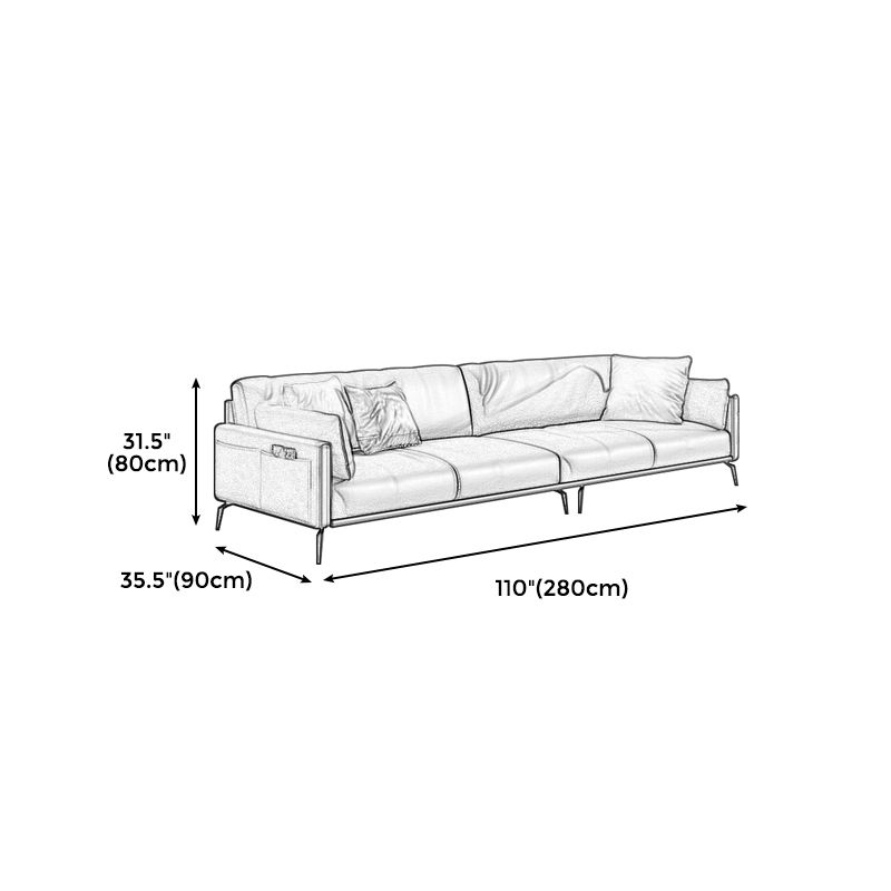 Black Industrial Sofa with Bolster Pillows 31.5"High Square Arm Sofa