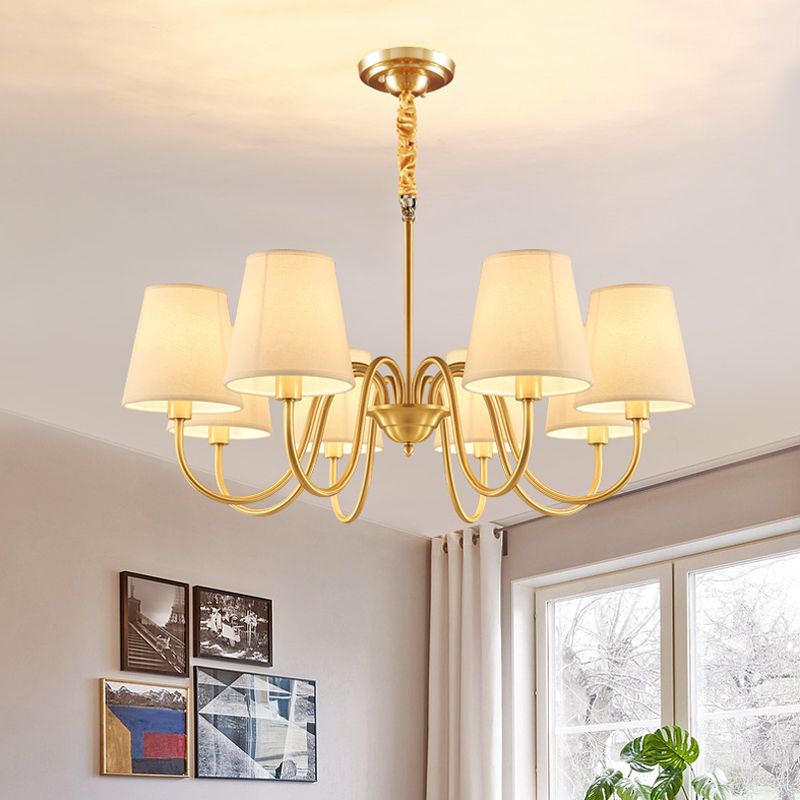 Metal Conical Hanging Pendant Light Traditional Dinning Room Pendant Chandelier in Gold