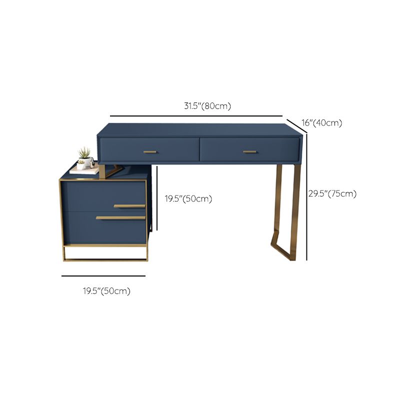 Glam Make-up Vanity Blue Leather Mirror Bedroom Makeup Vanity Set