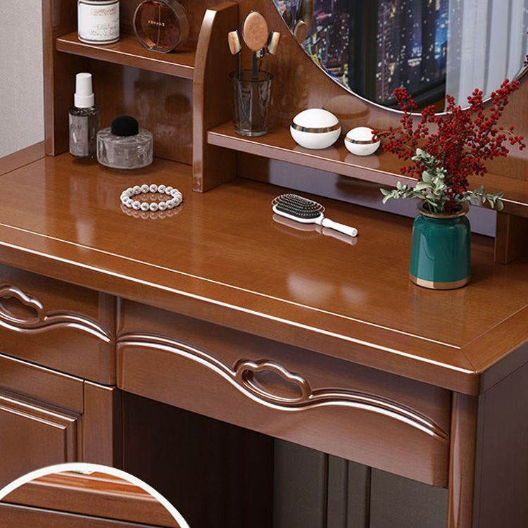 Modern Vanity Table and Stool Set Solid Wood Vanity Desk for Bedroom