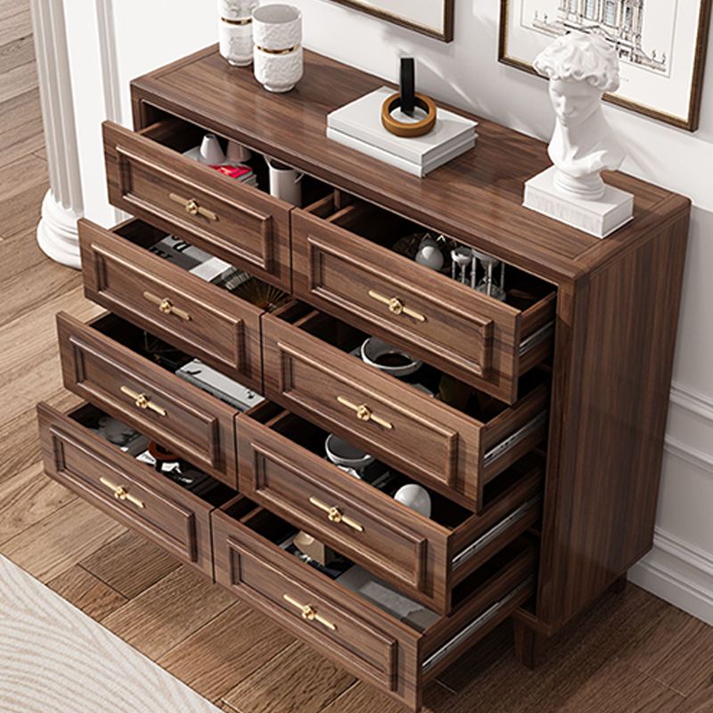 16" W Modern Brown Oak Storage Chest Dresser Wood Storage Chest with Drawers