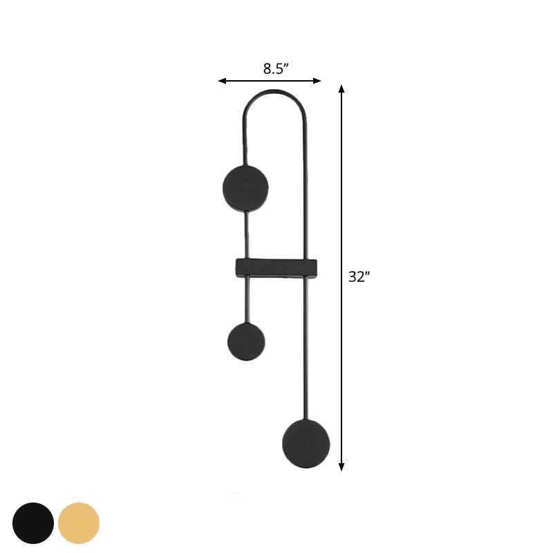 Minimalisme en application arquée noire / or 3 têtes Mur en métal LEDMINE MOURD MOURD, CHAUD / BLANC LEIL / BLANC