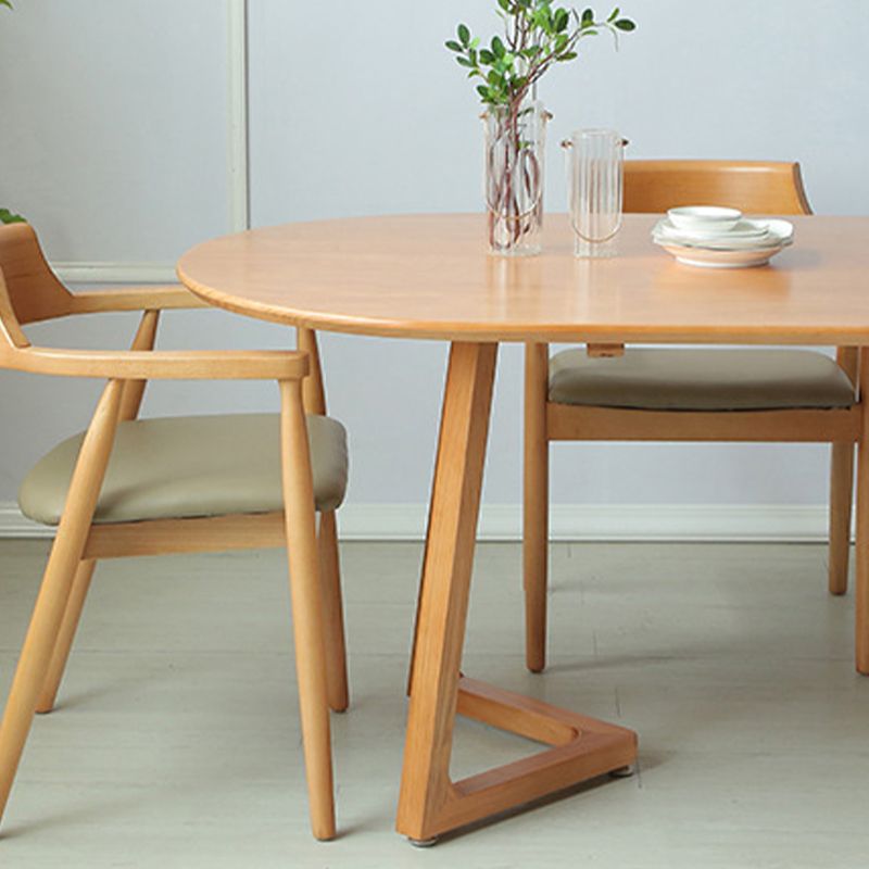 Natural Solid Wood Dining Site Table Oval Modern Double Pedestal Dining Table