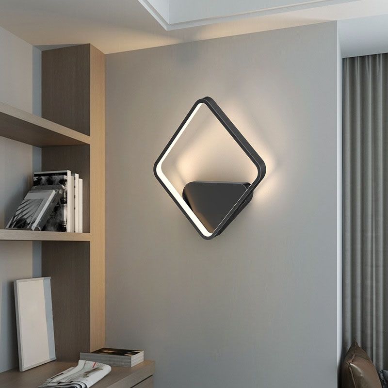 Modern Minimalist LED Wall Lamp Metal Geometric Wall Light with Acrylic Shade