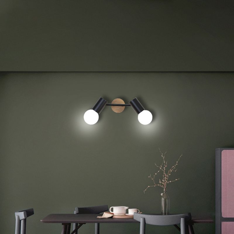 Surface Mounted Track Lights Retro Style Wood Adjustable Angle Home Bedroom Living Room Multi-lamp Ceiling Light
