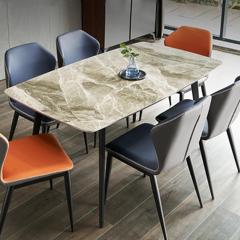 Rectangular Sintered Stone Dining Table Modern Furniture with 4 Legs in Matte Finish Home
