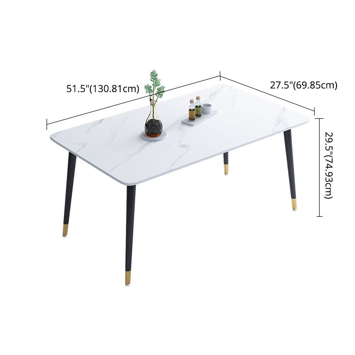 Minimalist Style Dining Set with Rectangle Shape Table and Upholstered Chairs