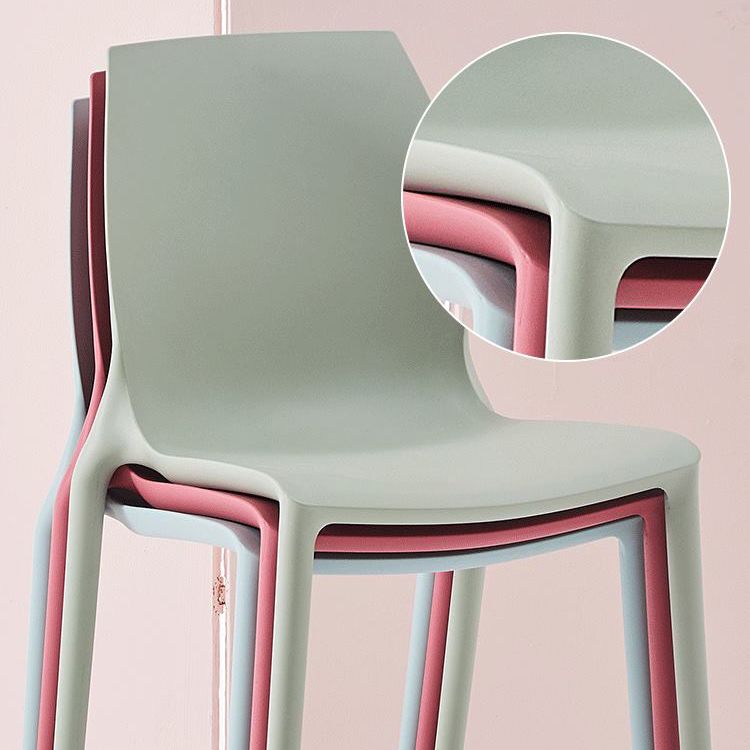 Silla lateral de comedor de plástico apilable, sillas de comedor sin brazos con respaldo sólido escandinavo