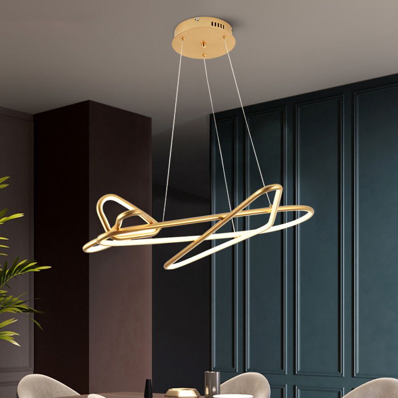 Modern Creative LED Pendant Light Lacquered Aluminium Linear Chandelier with Silicone Shade