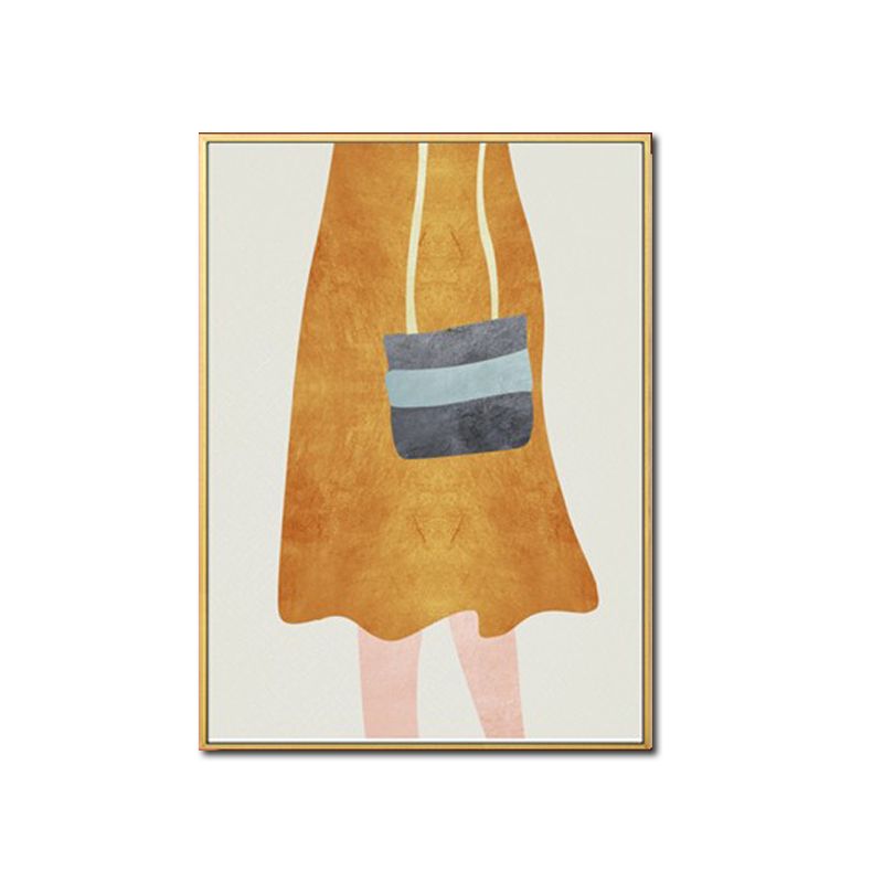 Nordic Girl Summer Dress Canvas Light-Color Fashion Wall Art for Dining Room