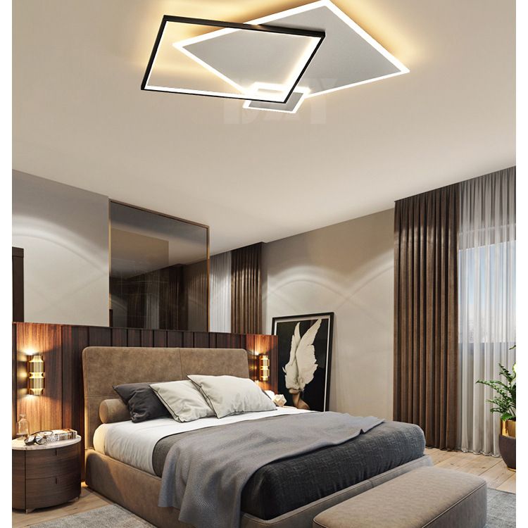 Concise Modern LED Flush Mount Chandelier Metal Multi Quadrate Flush Light for Living Room