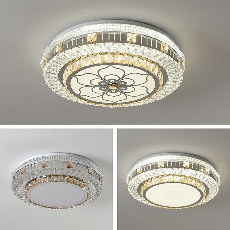 Modern Simple Ceiling Light Circle Shape Ceiling Lamp with Crystal Shade for Bedroom