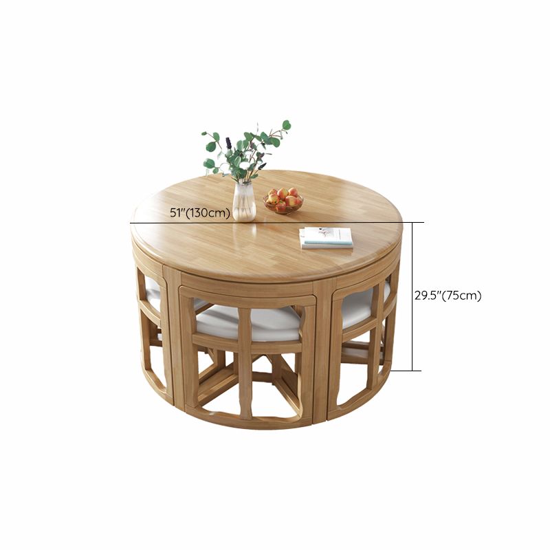 Round Solid Wood Dining Table Set 1/7 Pieces Dining Set for Kitchen