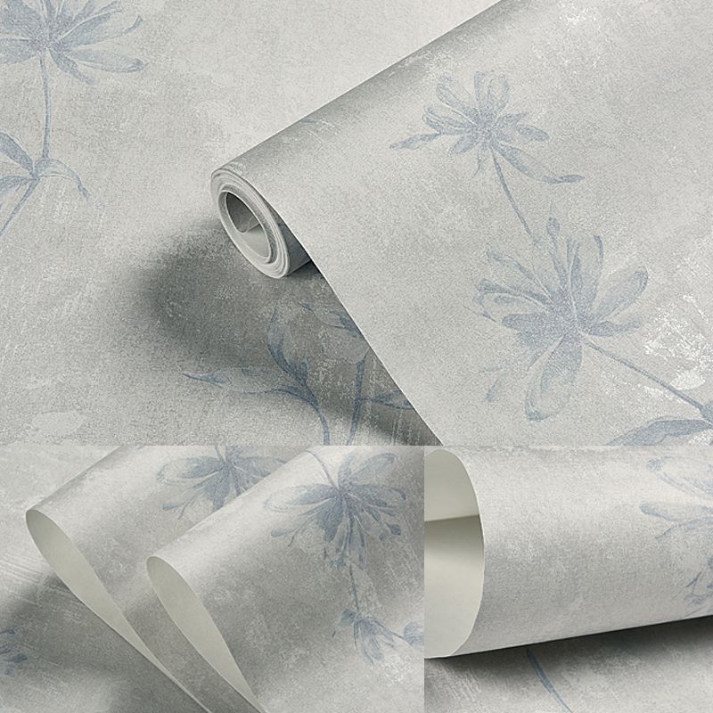 Pastel Color Flower Print Wallpaper Moisture Resistant Rustic Living Room Wall Covering