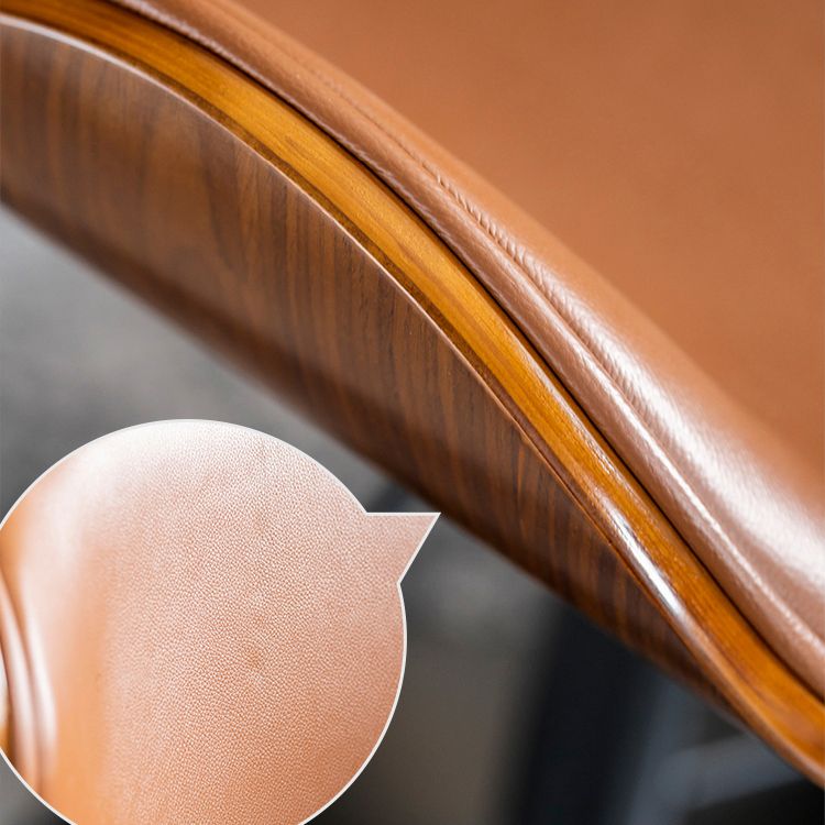 Contemporary Metal Adjustable Barstool Leather Counter Stool with Swivel in Matte Finish