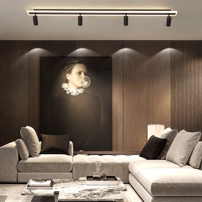 Tira de acrílico rectangular LED de montaje semi empotrado en luz de techo de metal de estilo conciso moderno para lugares comerciales
