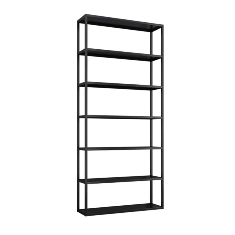 Contemporary Metal Bookcase Open Back Black Etagere Bookshelf