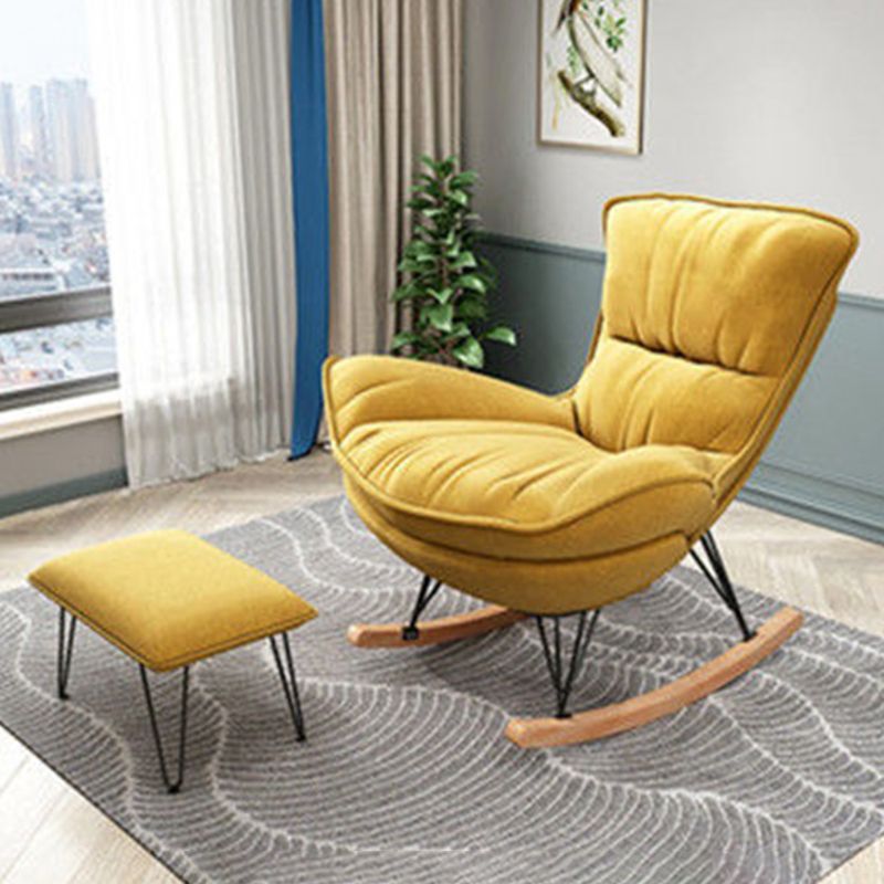 Modern Rocking Chair Metal Frame Doll Cotton Filling Cushion Wingback Rocker Chair