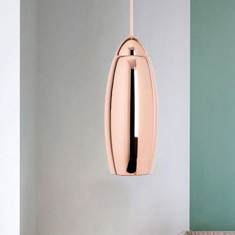 Moderne 1 Kopf hängende leichte Kupfer Oval/Globus/Streifen -Anhänger Deckenleuchte mit Spiegelglasschatten, 8 "/16" /19,5 "breit