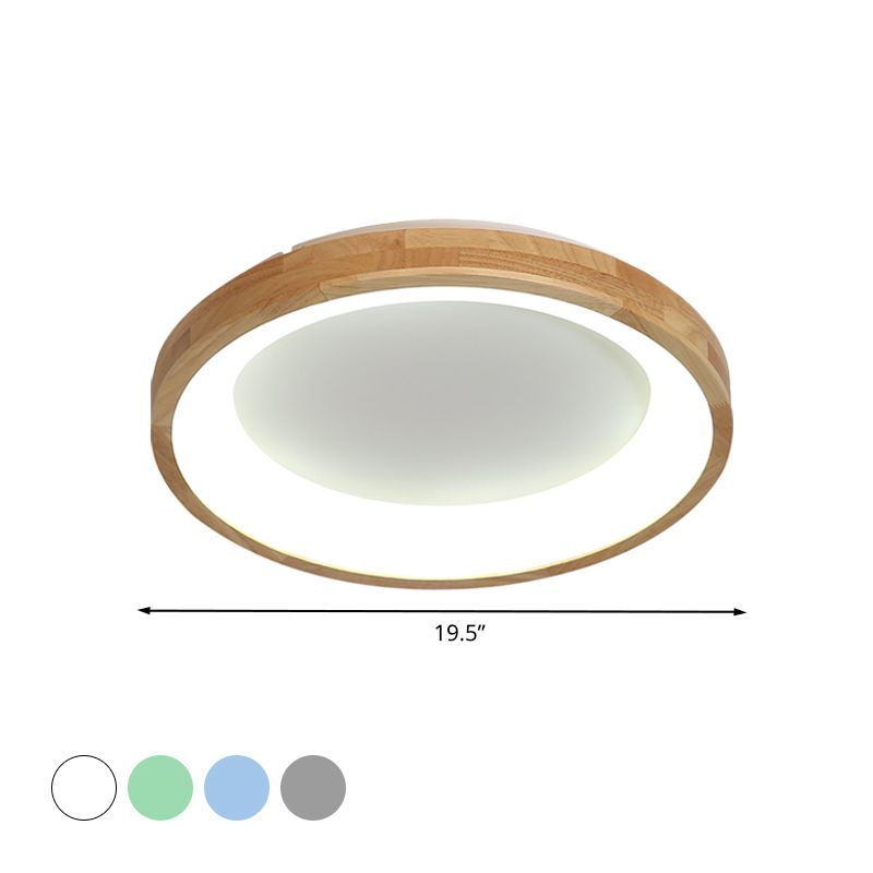 12"/16"/19.5" Wide Dented Circular LED Flush-mount Light Nordic Style Wood and Acrylic Ceiling Light for Hallway