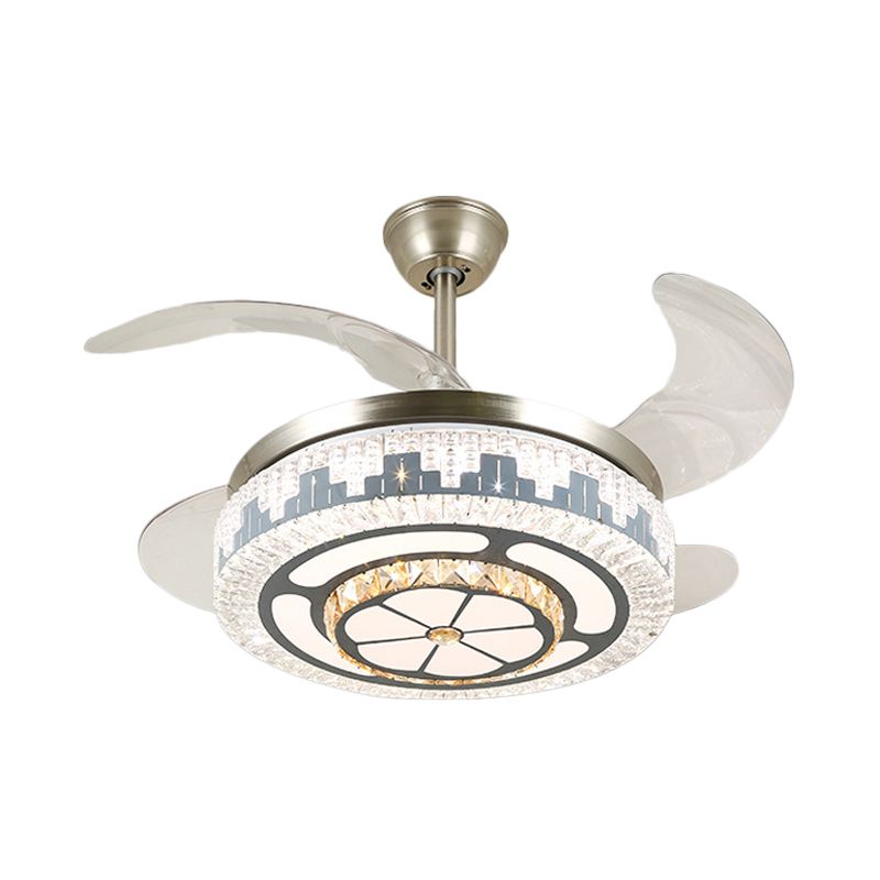 Geschichtete Esszimmer Hängende Lüfterleuchte leichte kristall 19 "breite LED Moderne Semi -Flush Deckenlampe, 4 Klingen