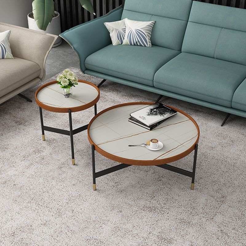 Modern Tray Top 3 Legs Coffee Table Slate and Steel Round Table