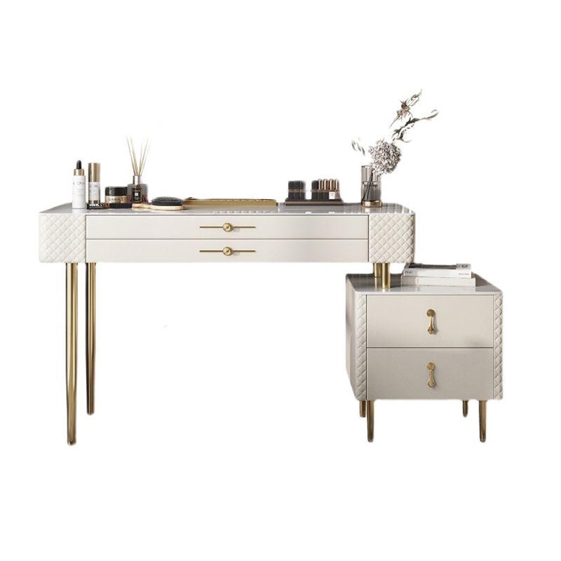 Luxurious Vanity with Storage Drawers Genuine Leather Makeup Vanity Desk