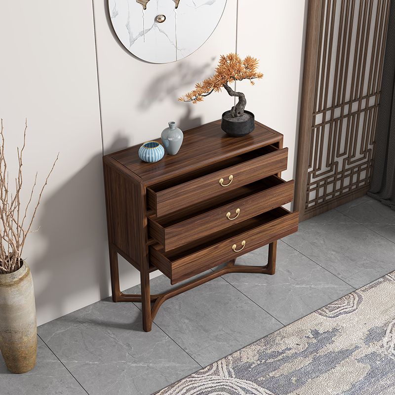 Dark Brown 3 Drawers Chest 14.97" Wide Solid Wood Accent Chest