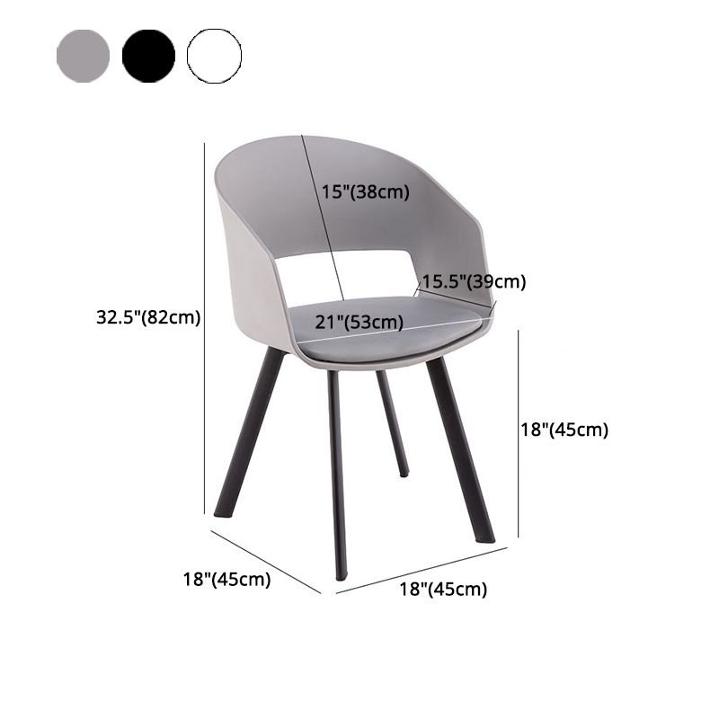 Contemporary Dining Arm Chair Matte Finish Plastic Open Back Chair