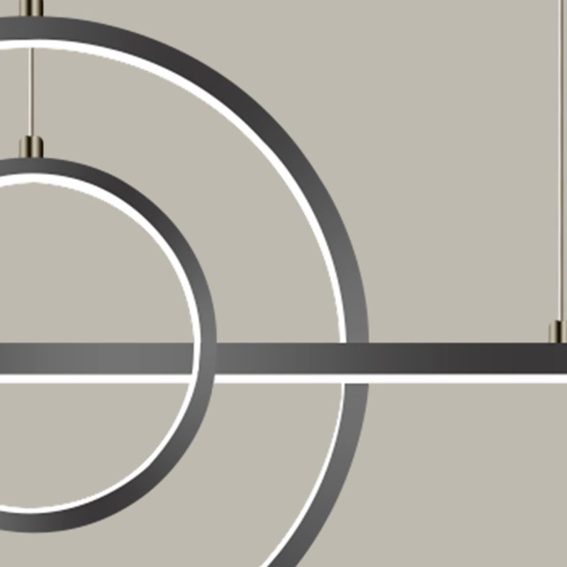 Linear Shape Island Lighting Ideas Modern Style Metal 3 Light Island Pendants in Black