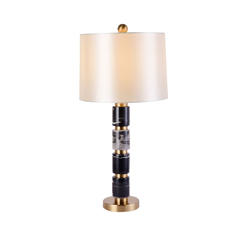 Fassform Nachttischlampe zeitgenössischer Stoff 1 Glühbirne Lesebuch Licht in Weiß