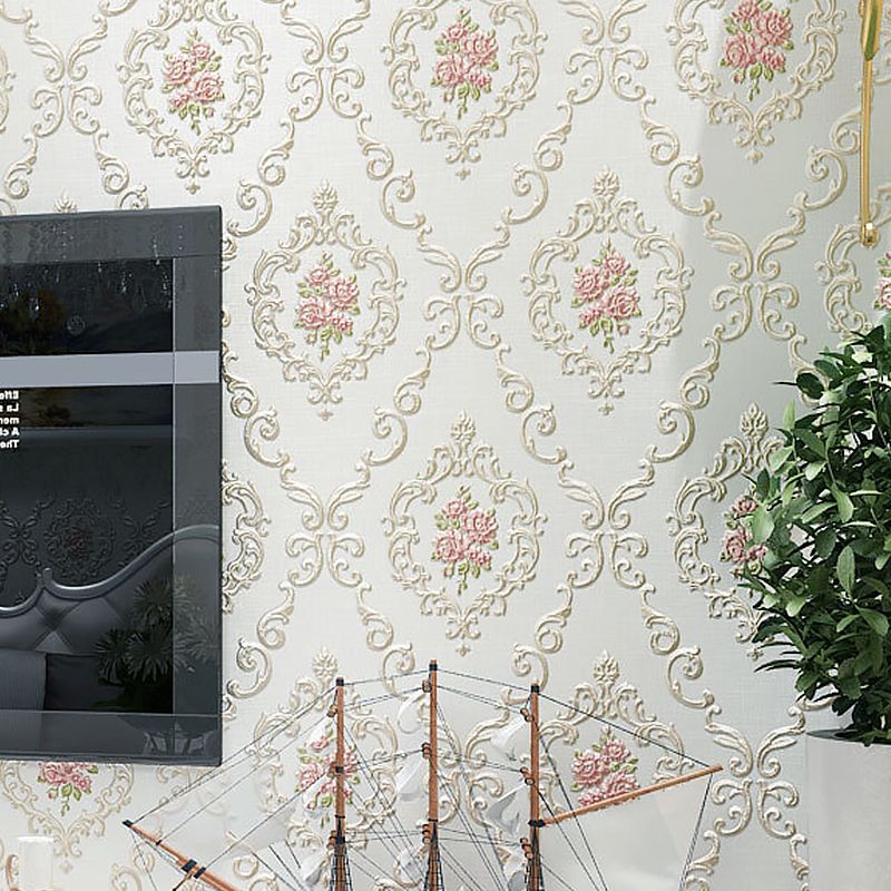 Flower Pattern Non-Woven Wallpaper 33'L x 20.5"W Decorative Non-Pasted Wall Covering in Pastel Color