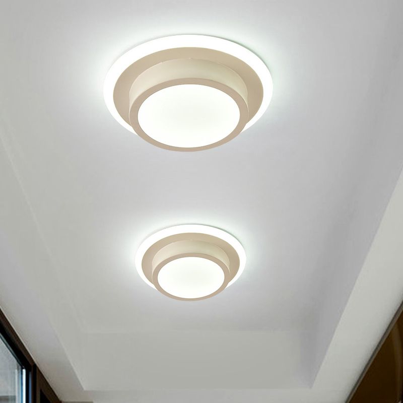 Mini lámpara de techo empotrada redonda/cuadrada, LED de metal contemporáneo, montaje empotrado en blanco/negro, luz blanca/cálida