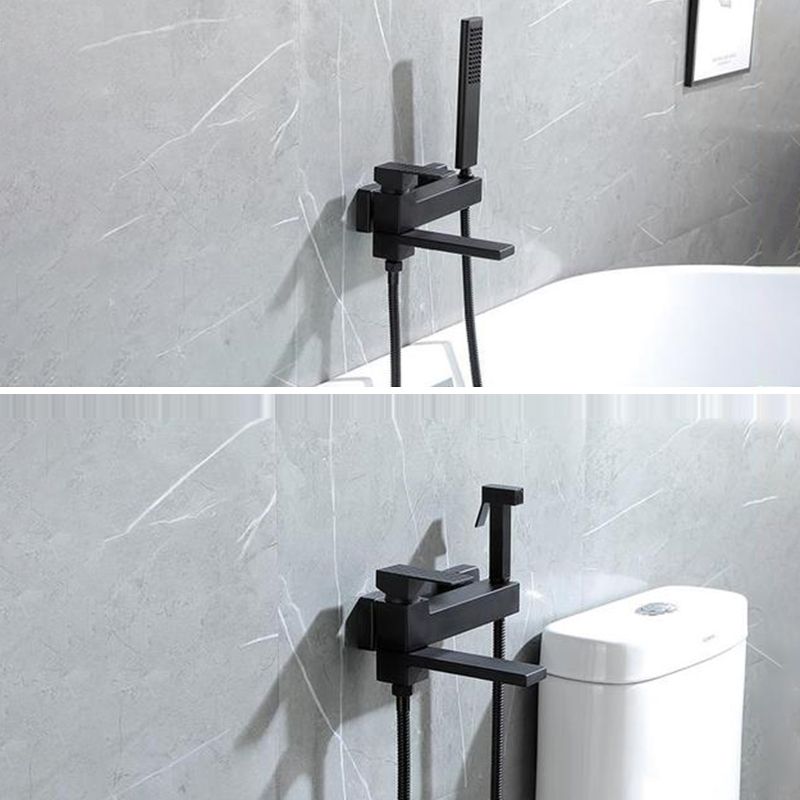Contemporary Wall Mounted Metal Tub Filler Low Arc Lever Tub Faucet Trim