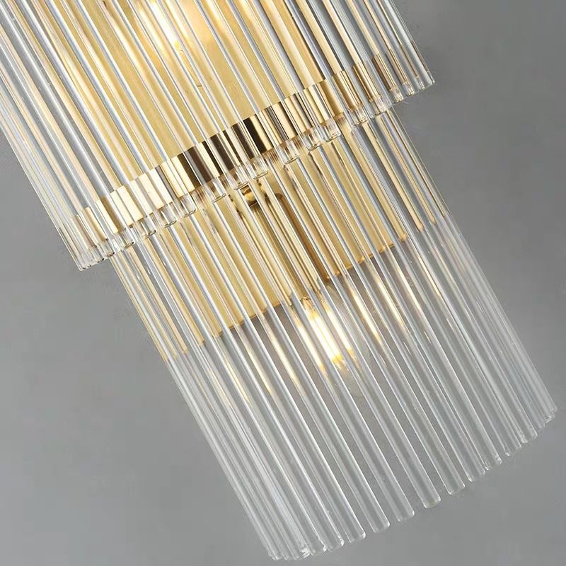 Lampada a sconde in cristallo a 2 livelli moderni a 2 luci a muro di luce montata per camera da letto