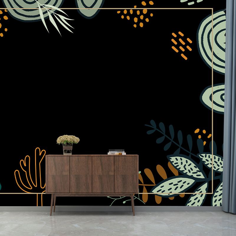 Horizontal Illustration Tropical Plant Mural Eco-friendly Decorative Wallpaper