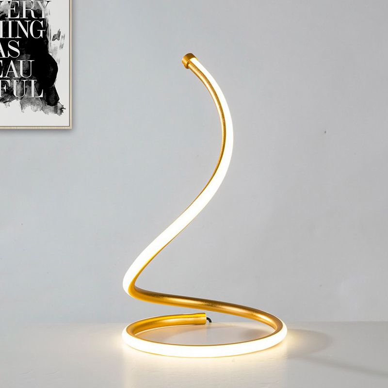 Lámpara de mesa de led dorada de luz de gel de sílice espiral de sílice para el dormitorio