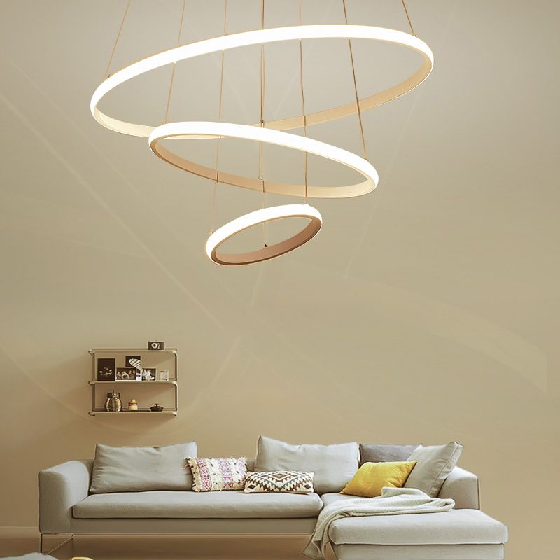 Minimalist Halo Hanging Lighting Acrylic 3-Head Restaurant LED Chandelier Pendant Light