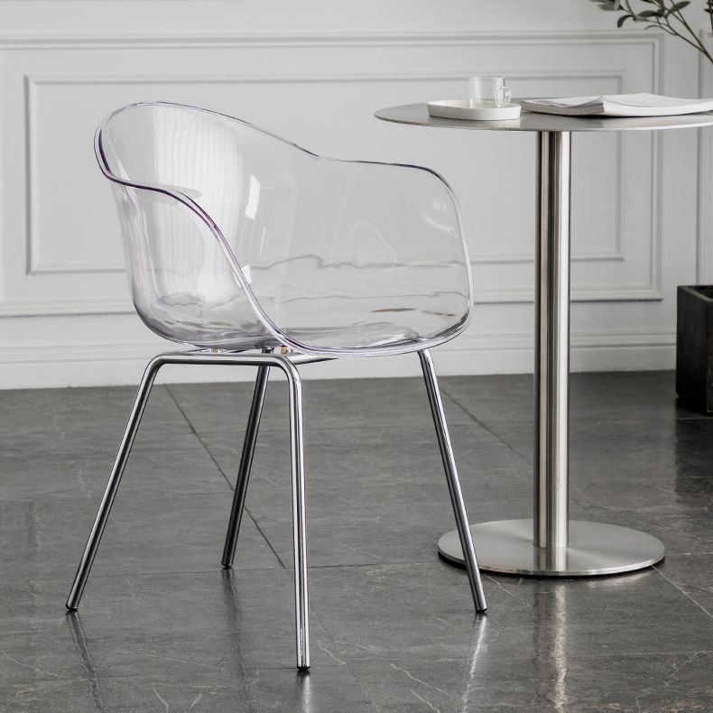 Contemporary Style Dining Chairs Arm Side Chair with Metal Legs for Kitchen