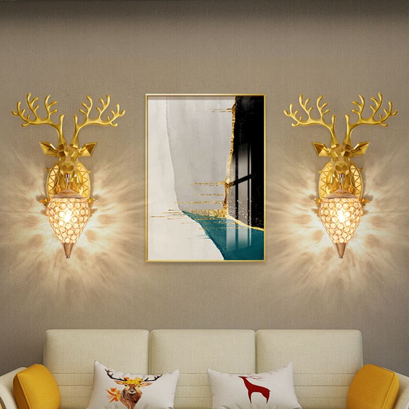 Funzione per illuminazione da parete di cristalli di corna da parete lampada montata in stile a parete