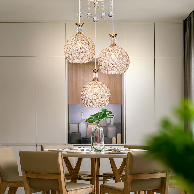 Cluster sphère pendentif léger nordique cristal 3 bulb lempe suspension du plafond