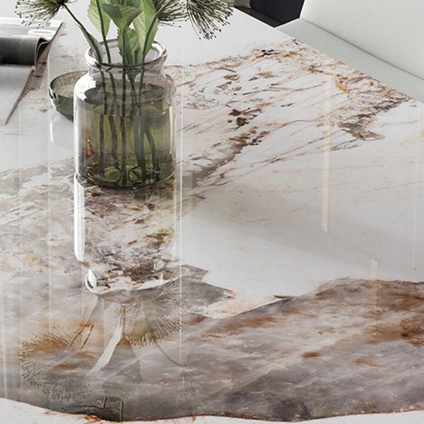 Modern Stone Dining Table Set 1/2/3/5/7 Pieces Dining Set with Solid Back Chairs