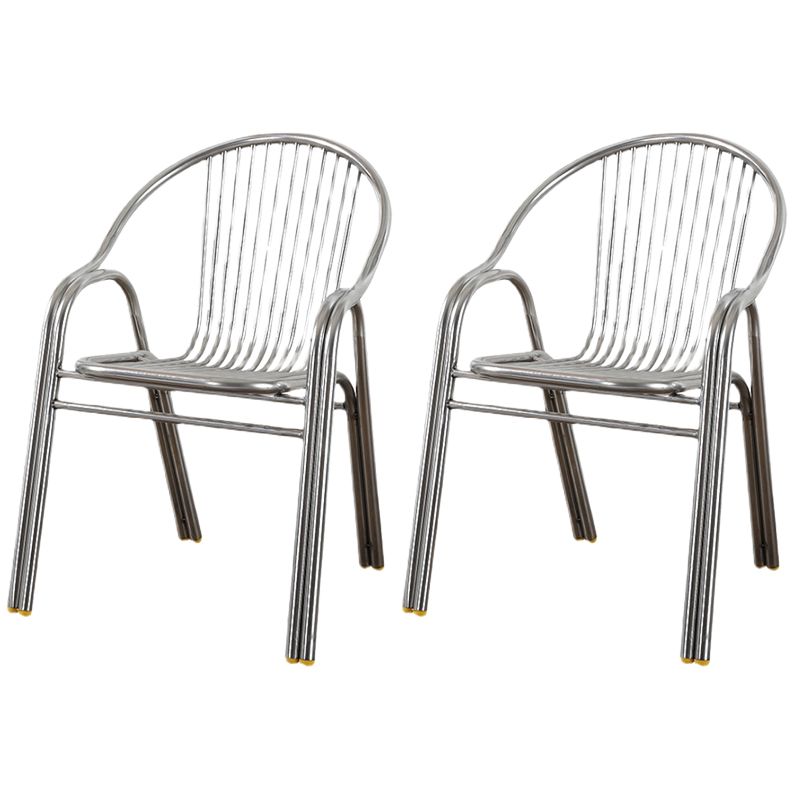 Industrial Armchair Open Back Metal Steel Patio Dining Chair with Arm